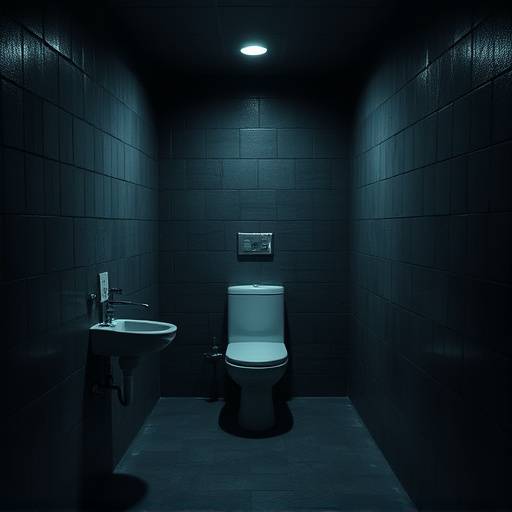 Imagen de una celda de aislamiento oscura y reducida, con una cama básica y un inodoro, enfatizando la sensación de soledad y confinamiento.